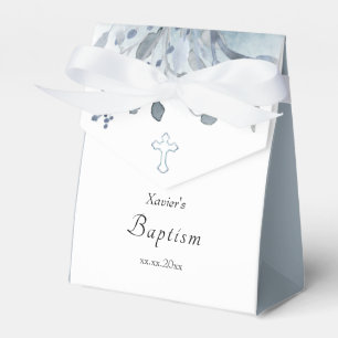 dusty blue watercolor Baptism Favour Box
