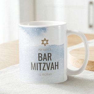 Dusty Blue Watercolor Bar Mitzvah Coffee Mug
