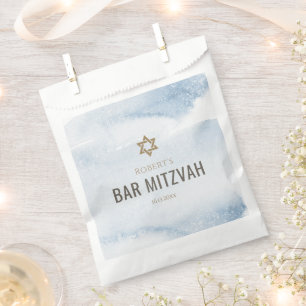 Dusty Blue Watercolor Bar Mitzvah Favour Bags