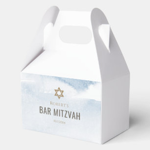 Dusty Blue Watercolor Bar Mitzvah Favour Box