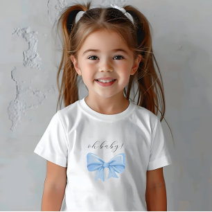 Dusty Blue Watercolor Bow Baby Shower T-Shirt