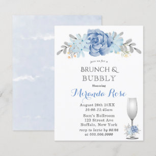 Dusty Blue Watercolor Brunch & Bubbly Invites