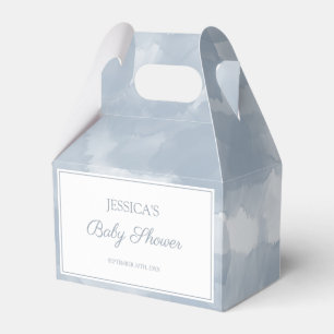 Dusty Blue Watercolor Brush Strokes Baby Shower Favour Box