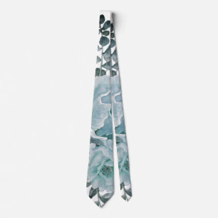 Dusty blue watercolor cactus flowers, succulent tie