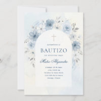 Dusty Blue Watercolor Floral Arch Boy Bautizo