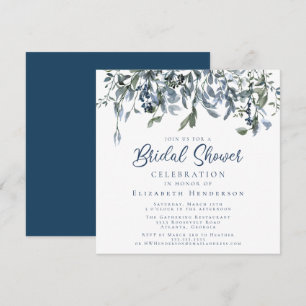 Dusty Blue Watercolor Floral Bridal Shower Invitation