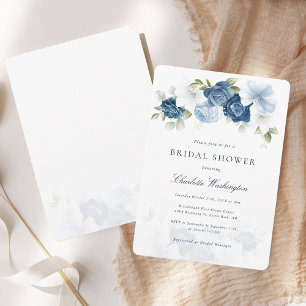 Dusty Blue Watercolor Floral Bridal Shower Invitation