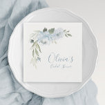 Dusty blue watercolor floral bridal shower napkin<br><div class="desc">Romantic watercolor floral in dusty blue and sage green,  great party paper napkins for bridal shower,  modern wedding,  romantic wedding,  and botanical garden wedding in spring and fall.
See all the matching pieces in collection below.</div>