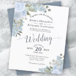 Dusty Blue Watercolor Floral BUDGET Wedding Invite<br><div class="desc">These wedding invitations are elegant and stylish while still being budget friendly and affordable. They feature a rustic boho chic design with hand painted watercolor roses and flowers in shades of dusty blue, surrounded by eucalyptus leaves and garden greenery. The typography is done in lacy script calligraphy. The back features...</div>