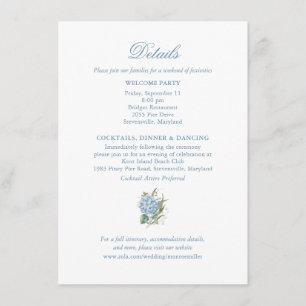 Dusty Blue Watercolor Floral Crest Enclosure Card