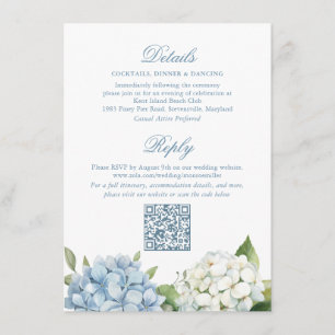Dusty Blue Watercolor Floral Crest Enclosure Card