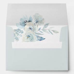 dusty blue watercolor floral envelope