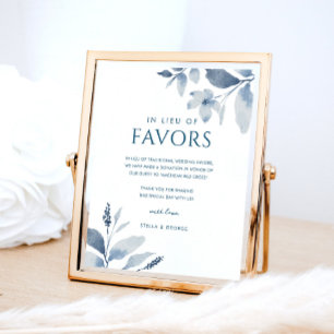 Dusty Blue Watercolor Floral Wedding Donation Sign