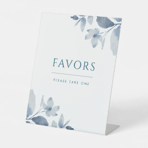Dusty Blue Watercolor Floral Wedding Favours Sign