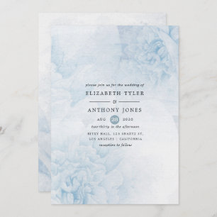Dusty Blue Watercolor floral Wedding Invitation
