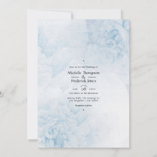 Dusty Blue Watercolor floral Wedding Invitation