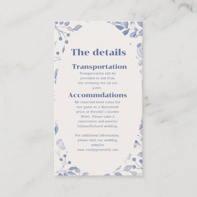Dusty Blue Watercolor Floral Wedding Invitation (Front)