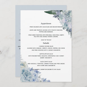 Dusty Blue Watercolor floral Wedding Menu