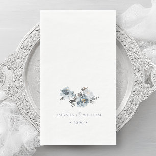 Dusty Blue Watercolor Floral Wedding Napkin