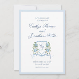 Dusty Blue Watercolor Floral Wedding Save the Date
