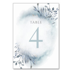dusty blue watercolor flowers Table Number 4