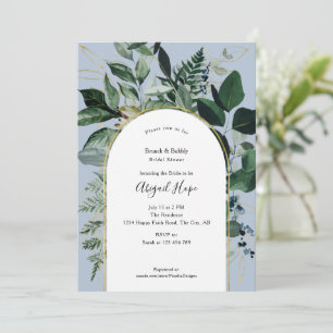 Dusty BLue Watercolor Greenery Bridal luncheon Invitation