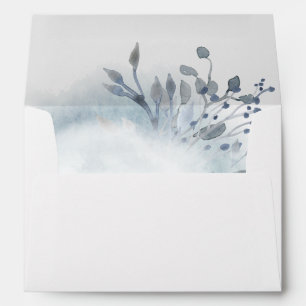 dusty blue watercolor greenery envelope