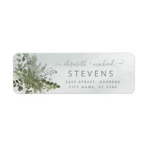 Dusty blue watercolor greenery eucalyptus couple
