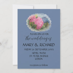 Dusty blue watercolor Hydrangeas Invitation