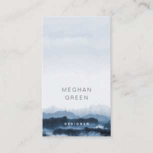 dusty blue watercolor landscape Business Card
