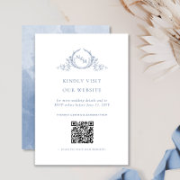 Dusty Blue Watercolor Monogram QR Code/RSVP Online