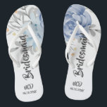 Dusty Blue Watercolor Peony Bridesmaid Favour  Flip Flops<br><div class="desc">You will love this dusty blue watercolor peony flowers. Great for your wedding gifts!</div>