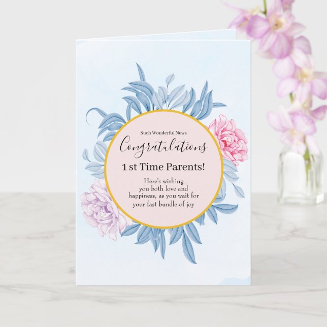 Dusty Blue Watercolor Pregnancy Congratulations Card (Orchid)