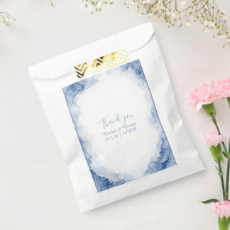Dusty Blue Watercolor Splash marble Wedding Favour Bags
