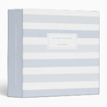 Dusty Blue Watercolor Stripes 3 Ring Binder
