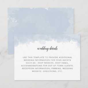 Dusty Blue watercolor wedding details info insert Invitation