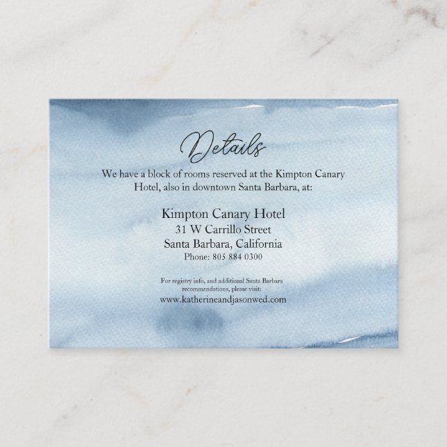Dusty Blue Watercolor Wedding Enclosure Card (Front)