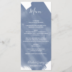 Dusty Blue Watercolor Wedding Menu
