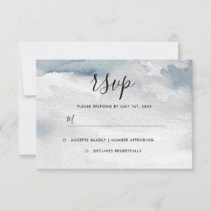 Dusty Blue Watercolor Wedding RSVP Card