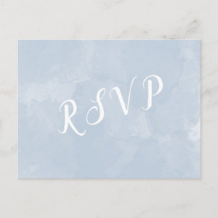Dusty blue watercolor wedding rsvp postcard