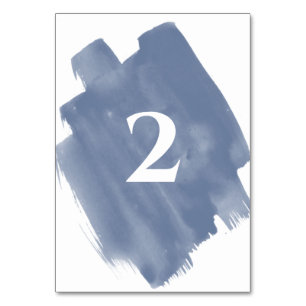 Dusty Blue Watercolor Wedding Table Number