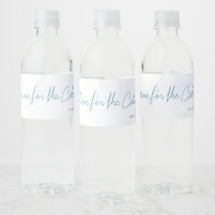 Dusty Blue Watercolor Wedding Water Bottle Sticker