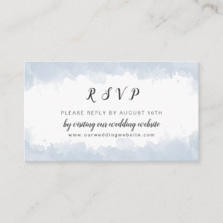 Dusty Blue Watercolor wedding website RSVP Enclosure Card
