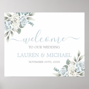 Dusty Blue Watercolor Wedding Welcome sign