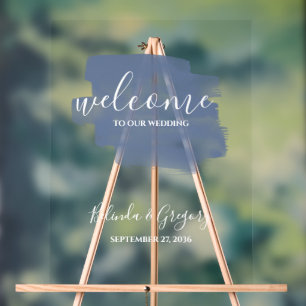 Dusty Blue Watercolor Wedding Welcome Sign