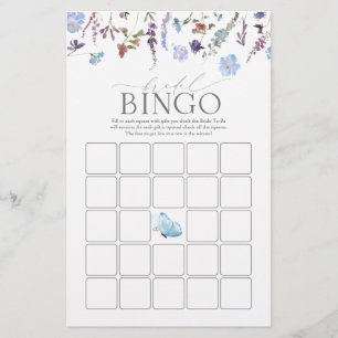 Dusty Blue Watercolor Wildflower Bridal Bingo Game