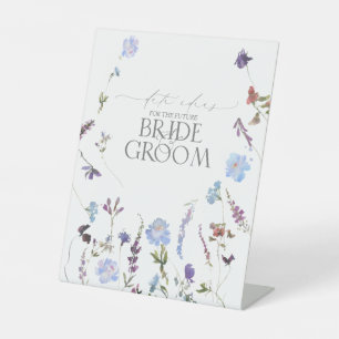 Dusty Blue Watercolor Wildflower Date Ideas Pedestal Sign