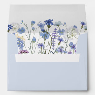 Dusty Blue Watercolor Wildflower Garden  Envelope
