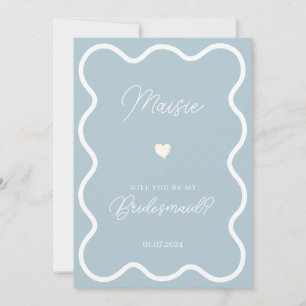 Dusty blue wavy will you be my bridesmaid proposal invitation