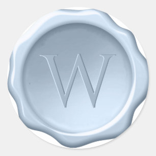 Dusty Blue Wax Seal with Monogram Embossed Initial